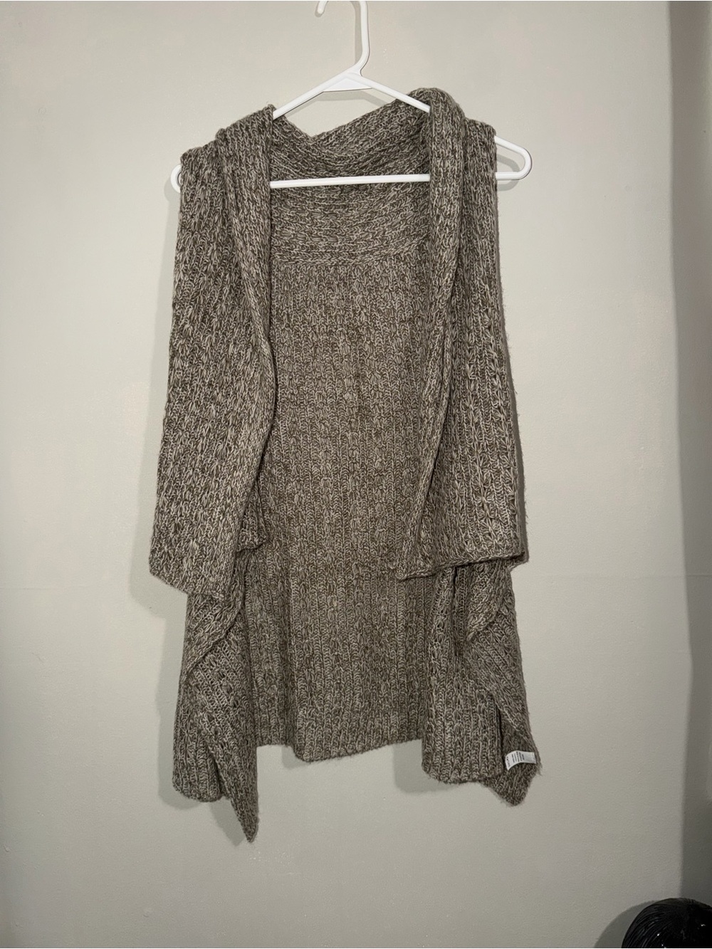 Unknown Brand Marled Taupe Chunky Knit Waterfall Cardigan – Size S/M